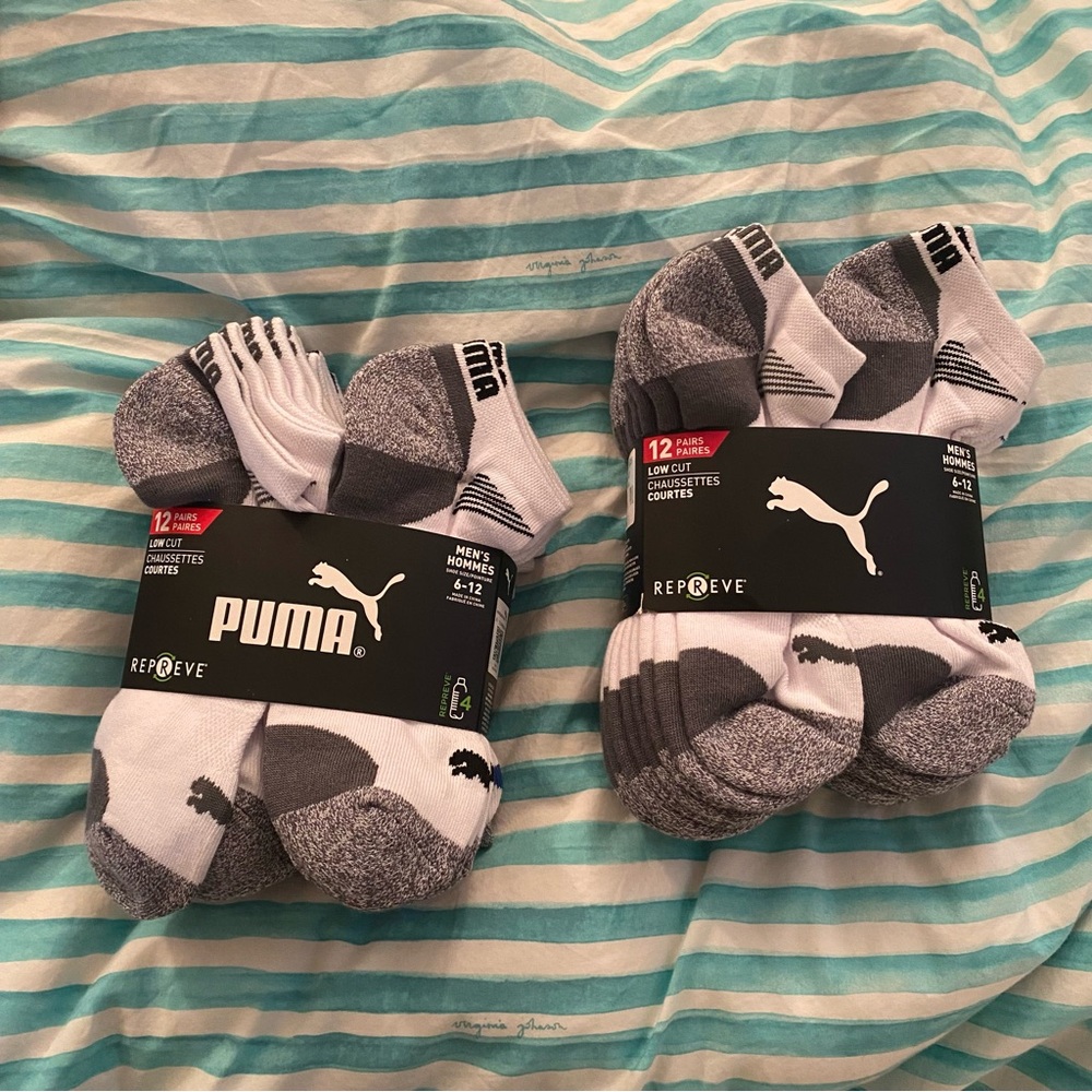 Puma Black and Gray Ankle Socks